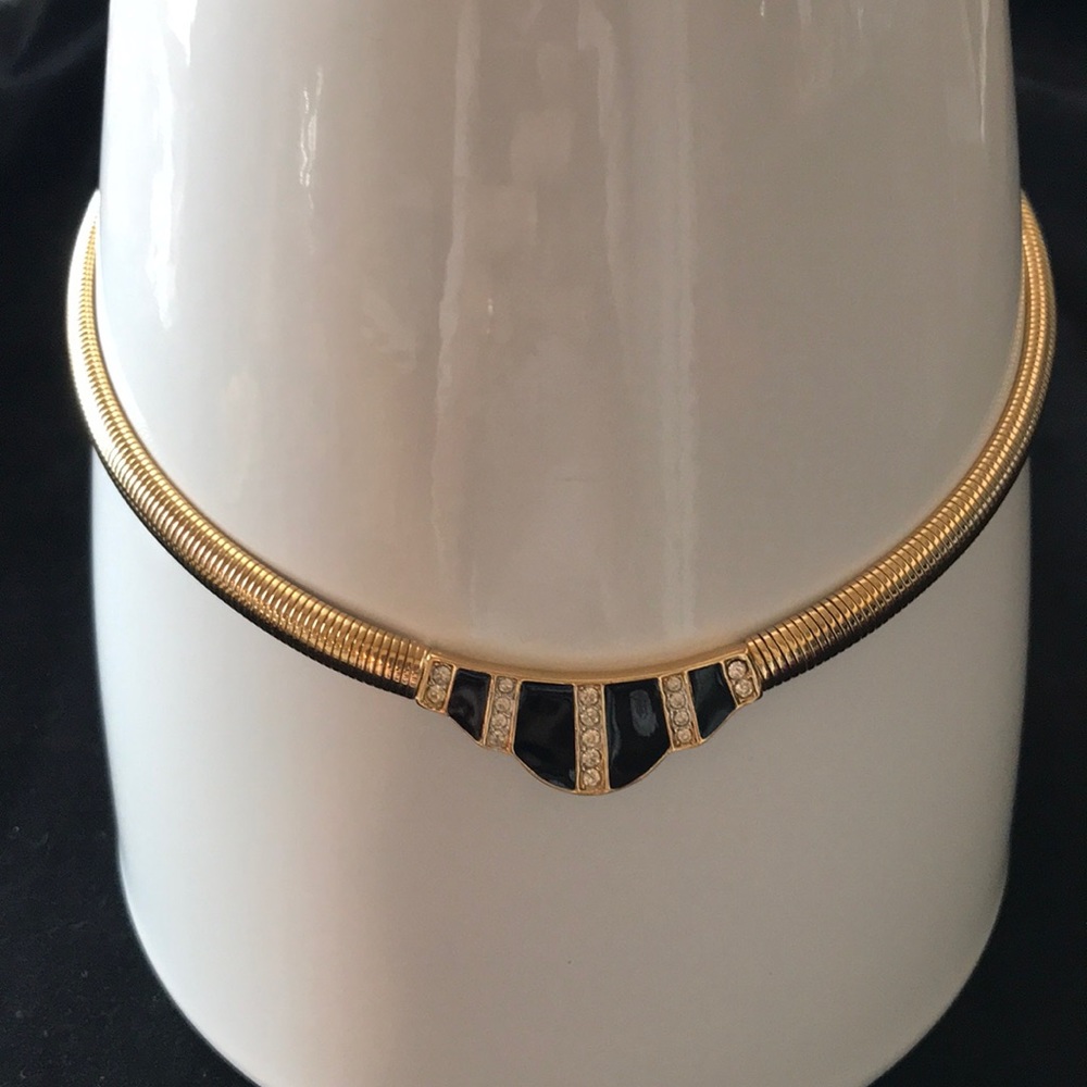 VINTAGE NINA RICCI Classic Black & Gold Necklace